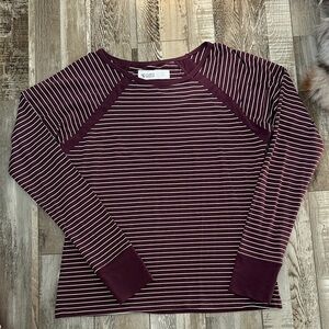 Carve Designs Burgundy Striped Long Sleeve Tee